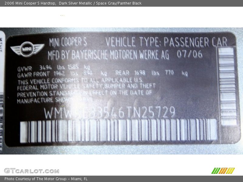 Dark Silver Metallic / Space Gray/Panther Black 2006 Mini Cooper S Hardtop