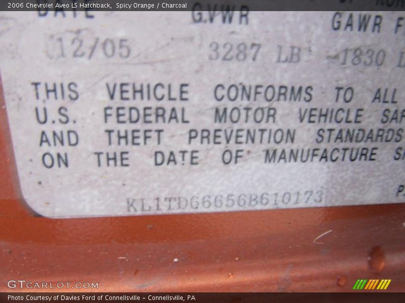 Spicy Orange / Charcoal 2006 Chevrolet Aveo LS Hatchback