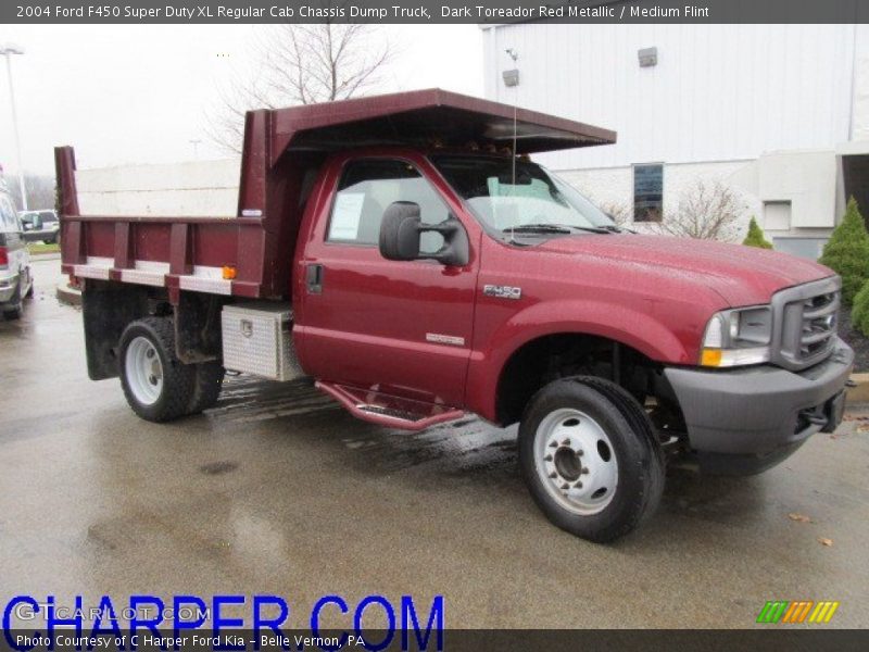 Dark Toreador Red Metallic / Medium Flint 2004 Ford F450 Super Duty XL Regular Cab Chassis Dump Truck