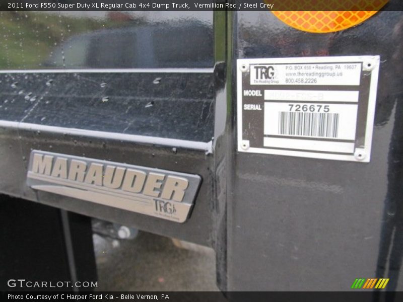 Vermillion Red / Steel Grey 2011 Ford F550 Super Duty XL Regular Cab 4x4 Dump Truck