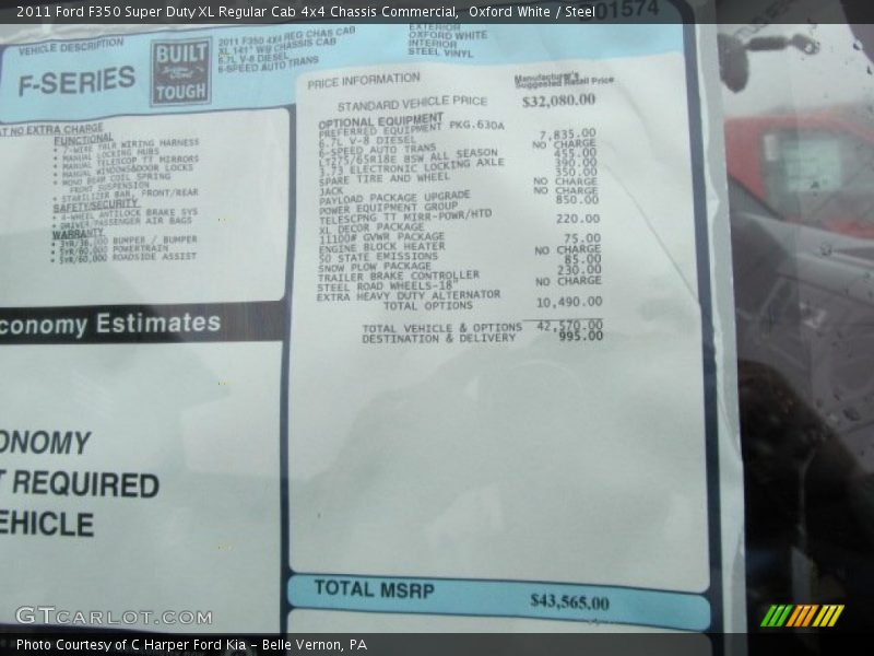 Oxford White / Steel 2011 Ford F350 Super Duty XL Regular Cab 4x4 Chassis Commercial