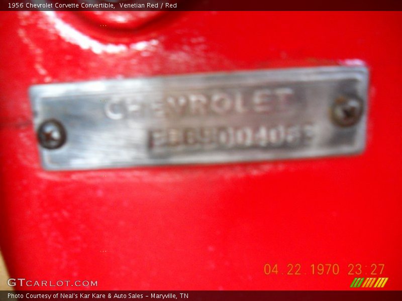 Venetian Red / Red 1956 Chevrolet Corvette Convertible