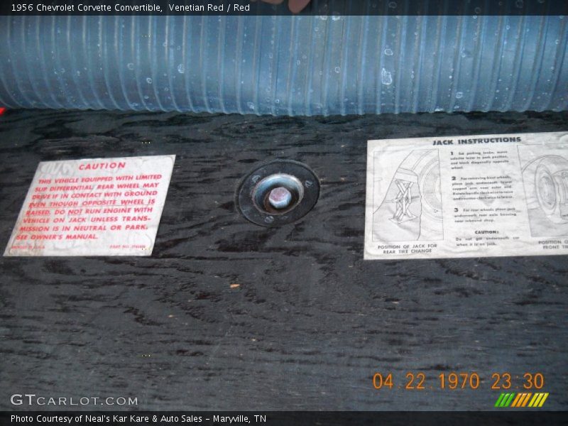 Info Tag of 1956 Corvette Convertible