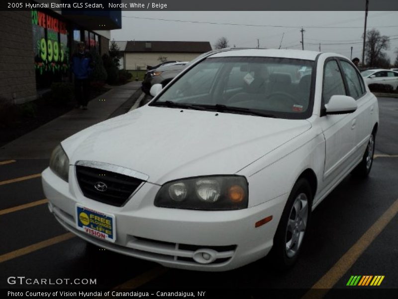 Nordic White / Beige 2005 Hyundai Elantra GLS Sedan
