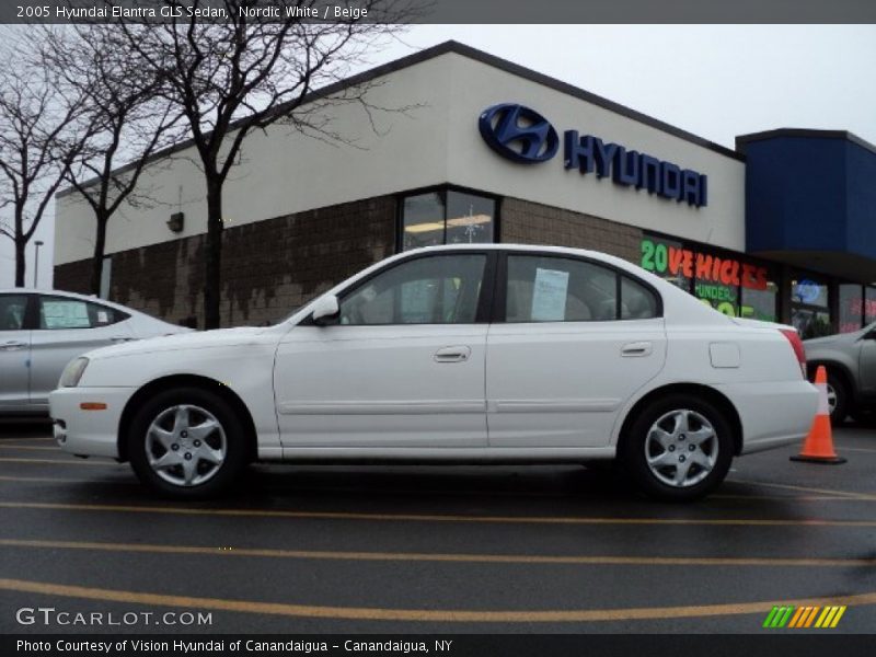 Nordic White / Beige 2005 Hyundai Elantra GLS Sedan