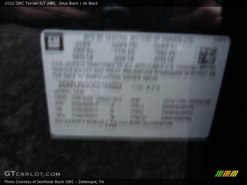 Onyx Black / Jet Black 2012 GMC Terrain SLT AWD