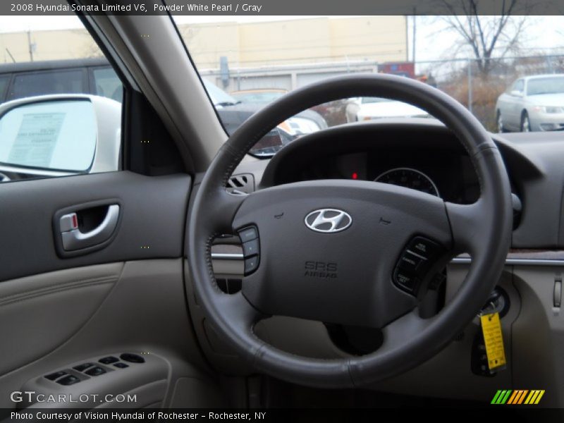 Powder White Pearl / Gray 2008 Hyundai Sonata Limited V6