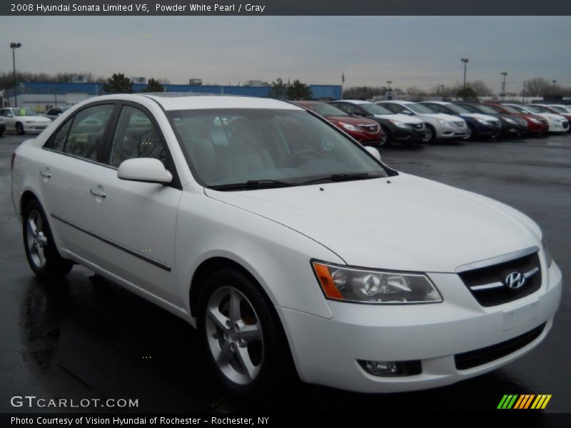 Powder White Pearl / Gray 2008 Hyundai Sonata Limited V6