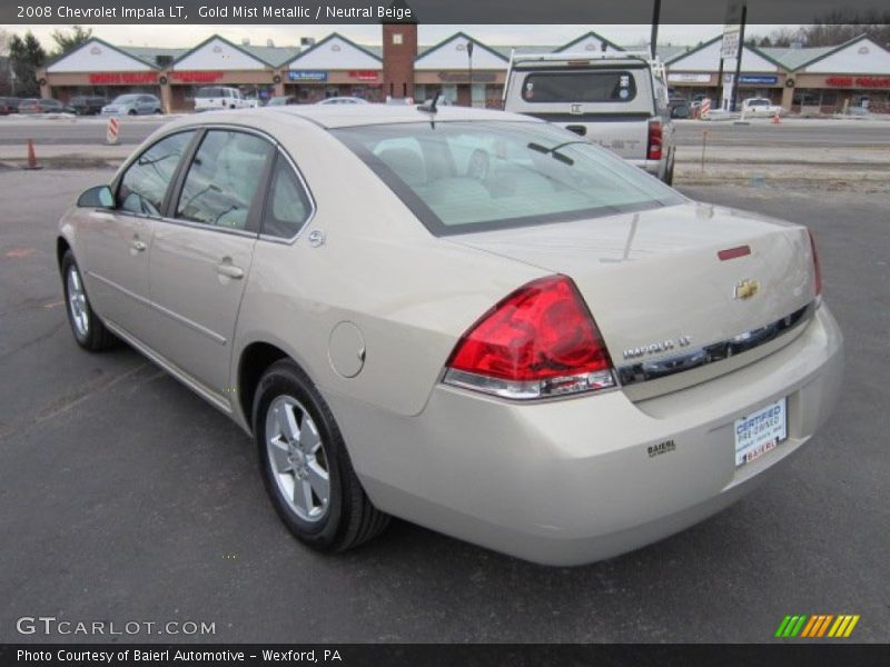 Gold Mist Metallic / Neutral Beige 2008 Chevrolet Impala LT