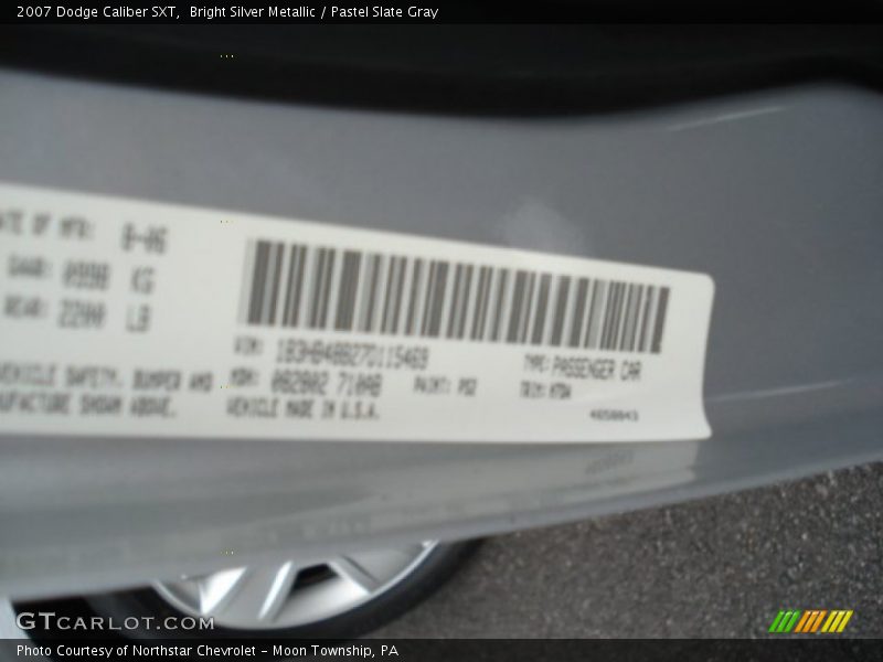 Bright Silver Metallic / Pastel Slate Gray 2007 Dodge Caliber SXT