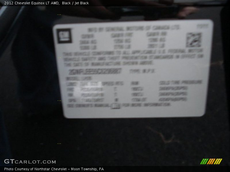 Black / Jet Black 2012 Chevrolet Equinox LT AWD