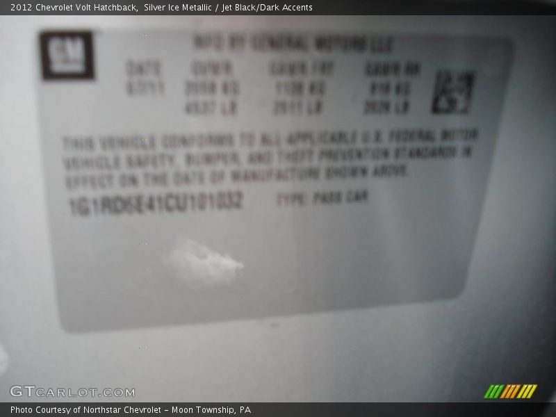Silver Ice Metallic / Jet Black/Dark Accents 2012 Chevrolet Volt Hatchback