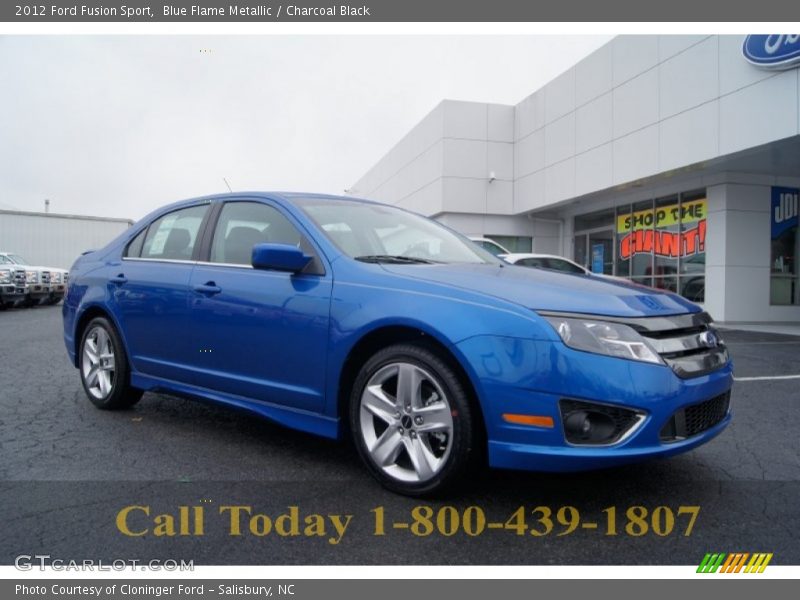 Blue Flame Metallic / Charcoal Black 2012 Ford Fusion Sport