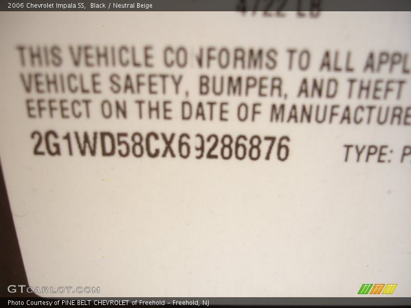 Black / Neutral Beige 2006 Chevrolet Impala SS