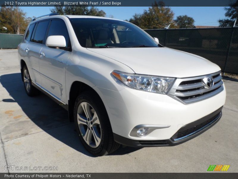 Blizzard White Pearl / Sand Beige 2012 Toyota Highlander Limited
