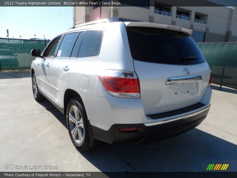 Blizzard White Pearl / Sand Beige 2012 Toyota Highlander Limited