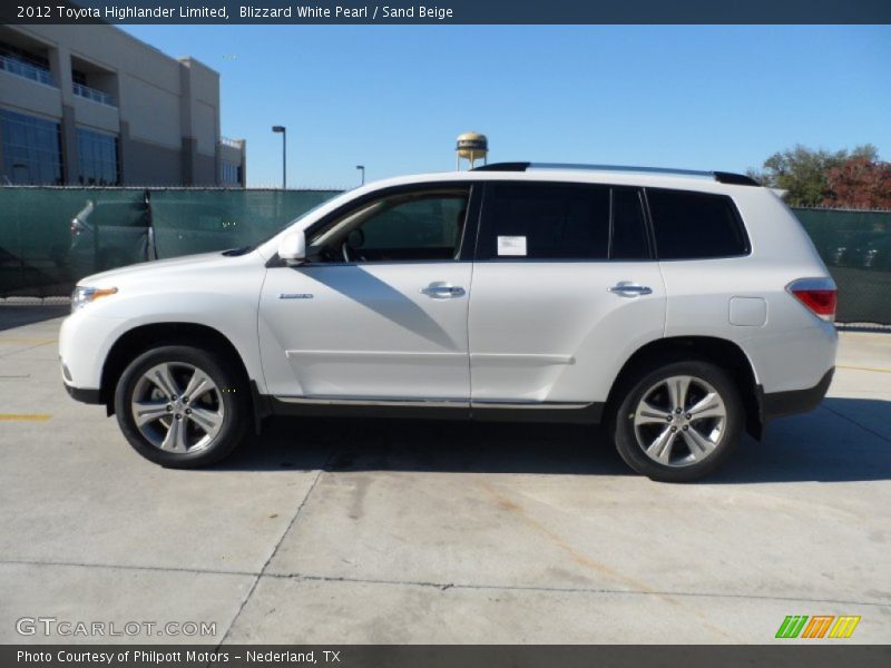 Blizzard White Pearl / Sand Beige 2012 Toyota Highlander Limited