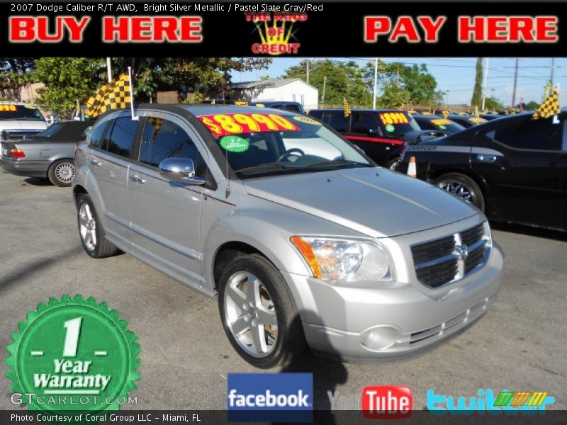 Bright Silver Metallic / Pastel Slate Gray/Red 2007 Dodge Caliber R/T AWD