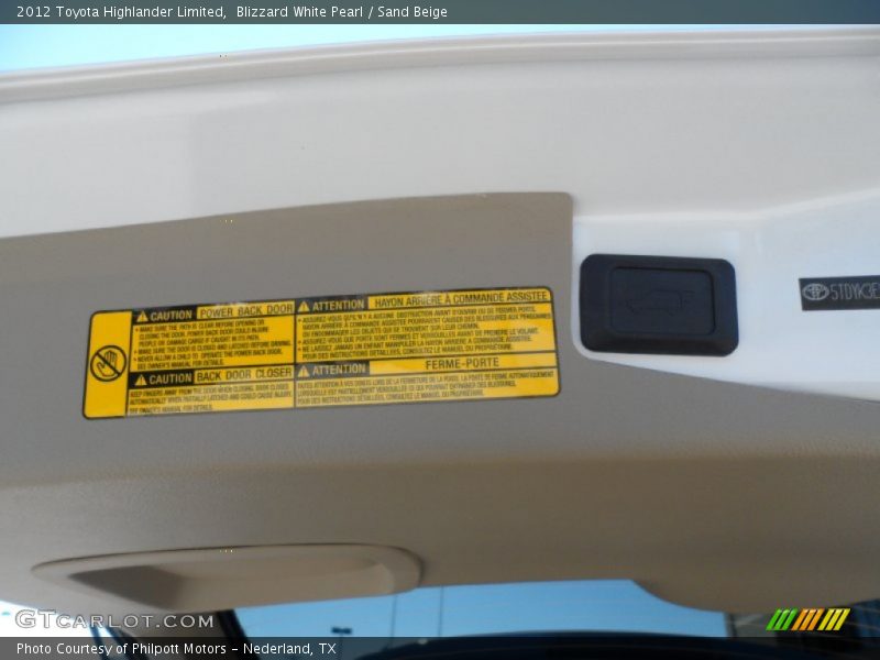 Blizzard White Pearl / Sand Beige 2012 Toyota Highlander Limited