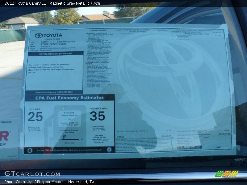 Magnetic Gray Metallic / Ash 2012 Toyota Camry LE