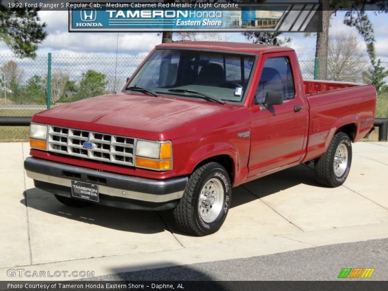 Medium Cabernet Red Metallic / Light Graphite 1992 Ford Ranger S Regular Cab
