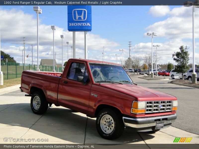 Medium Cabernet Red Metallic / Light Graphite 1992 Ford Ranger S Regular Cab