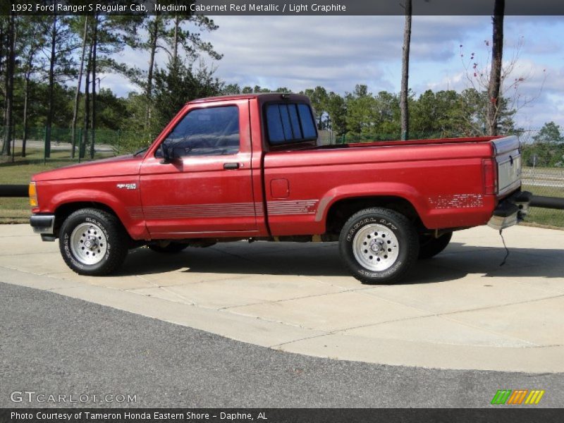 Medium Cabernet Red Metallic / Light Graphite 1992 Ford Ranger S Regular Cab