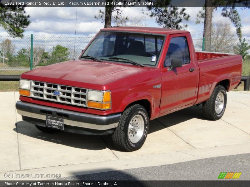 Medium Cabernet Red Metallic / Light Graphite 1992 Ford Ranger S Regular Cab