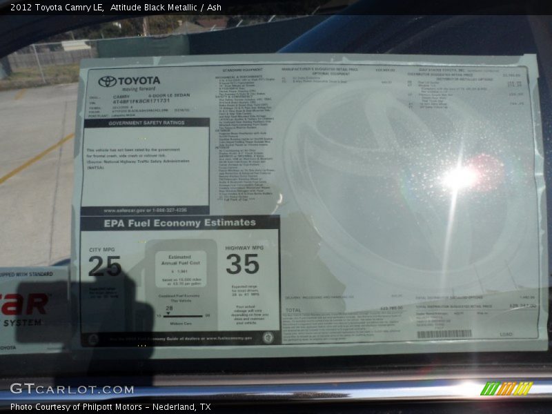 Attitude Black Metallic / Ash 2012 Toyota Camry LE