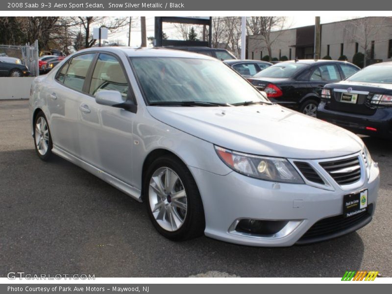 Snow Silver Metallic / Black 2008 Saab 9-3 Aero Sport Sedan