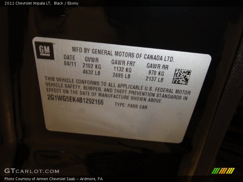 Black / Ebony 2011 Chevrolet Impala LT