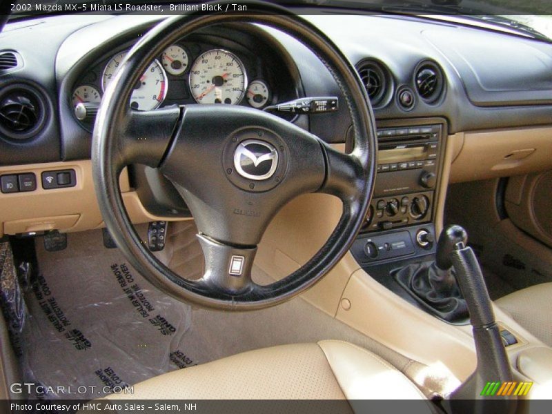 Brilliant Black / Tan 2002 Mazda MX-5 Miata LS Roadster