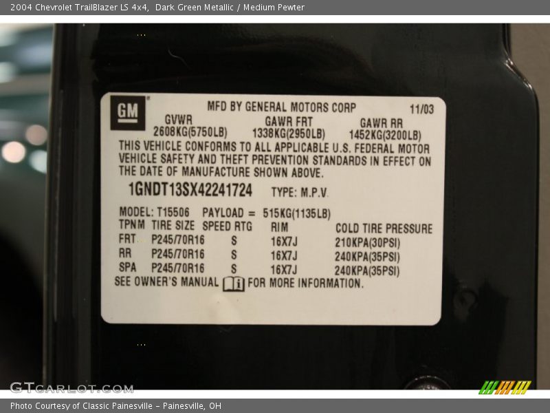 Dark Green Metallic / Medium Pewter 2004 Chevrolet TrailBlazer LS 4x4