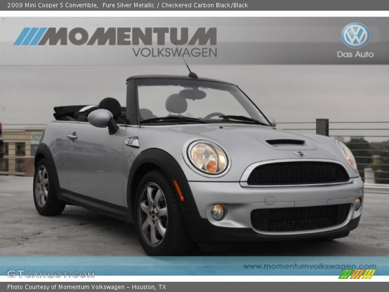 Pure Silver Metallic / Checkered Carbon Black/Black 2009 Mini Cooper S Convertible