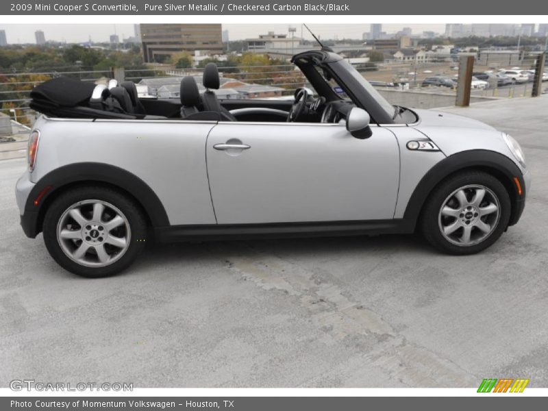 Pure Silver Metallic / Checkered Carbon Black/Black 2009 Mini Cooper S Convertible