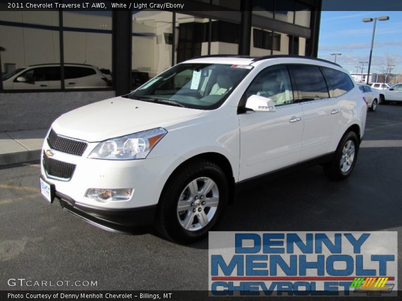 White / Light Gray/Ebony 2011 Chevrolet Traverse LT AWD