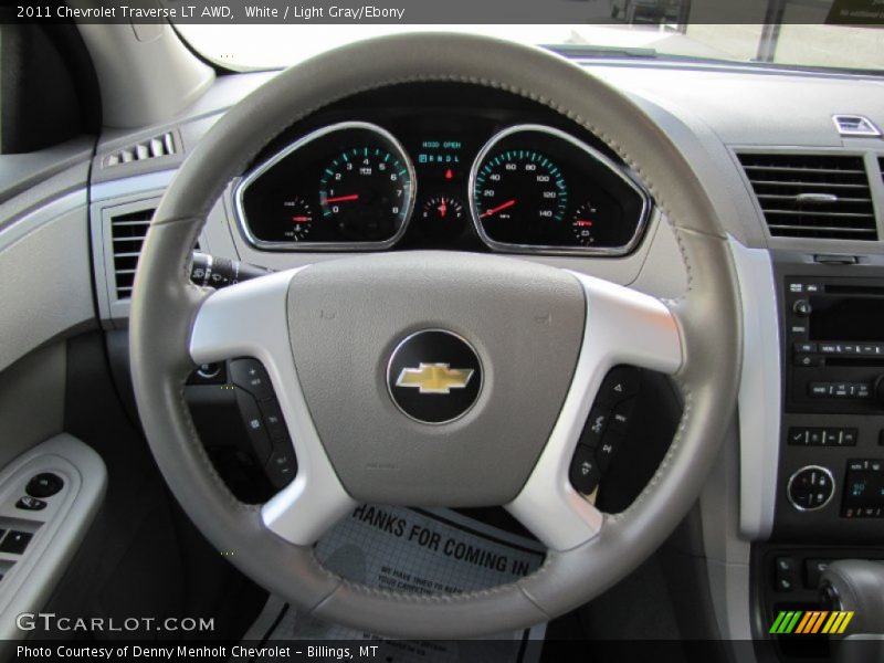 White / Light Gray/Ebony 2011 Chevrolet Traverse LT AWD