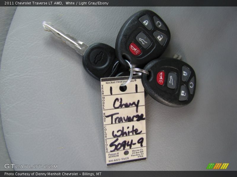 White / Light Gray/Ebony 2011 Chevrolet Traverse LT AWD