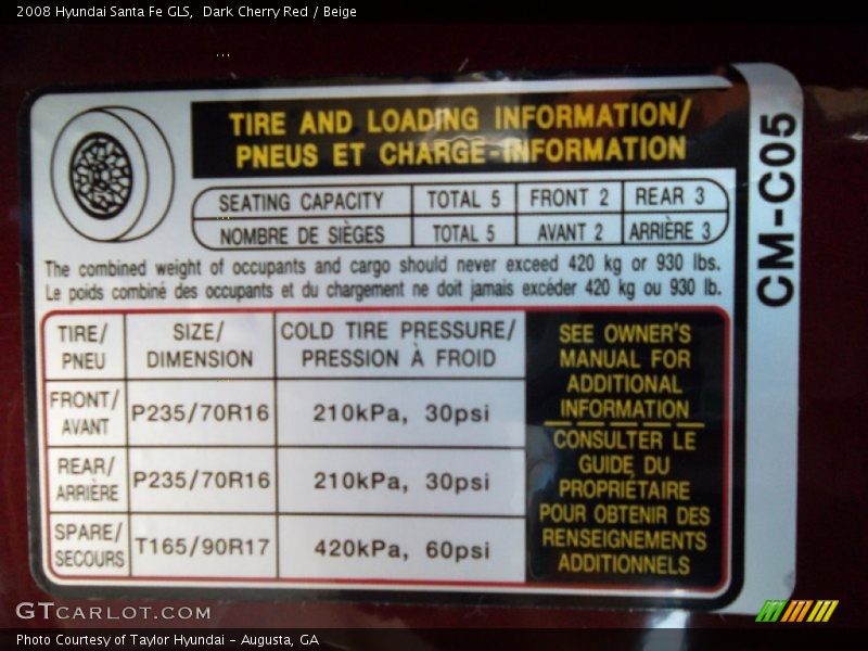 Dark Cherry Red / Beige 2008 Hyundai Santa Fe GLS