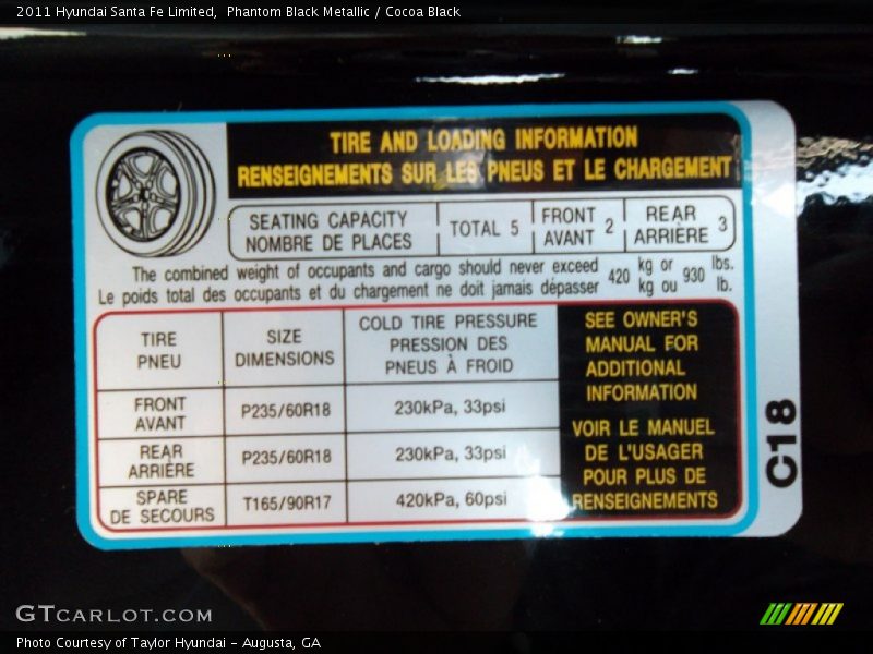 Phantom Black Metallic / Cocoa Black 2011 Hyundai Santa Fe Limited