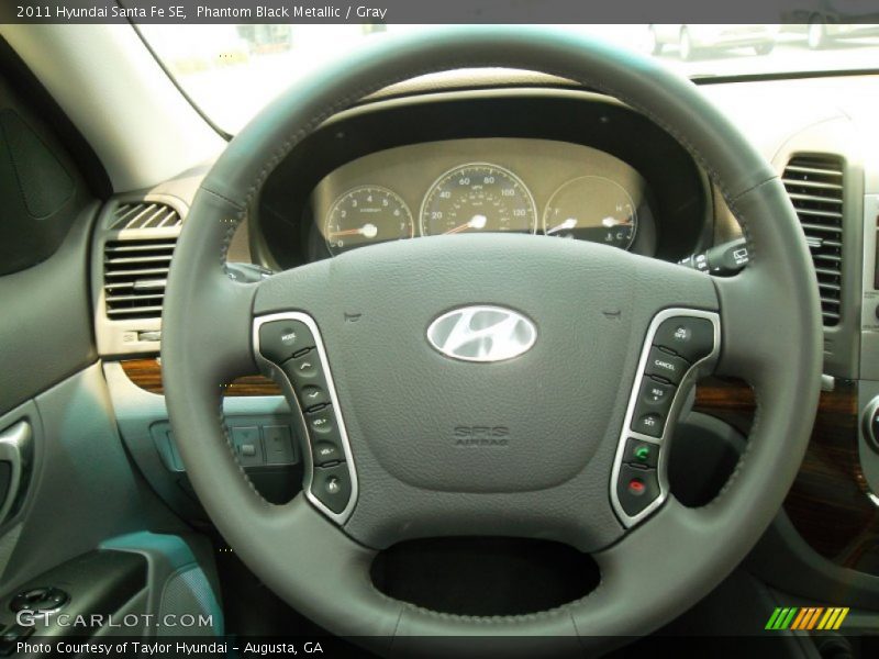 Phantom Black Metallic / Gray 2011 Hyundai Santa Fe SE