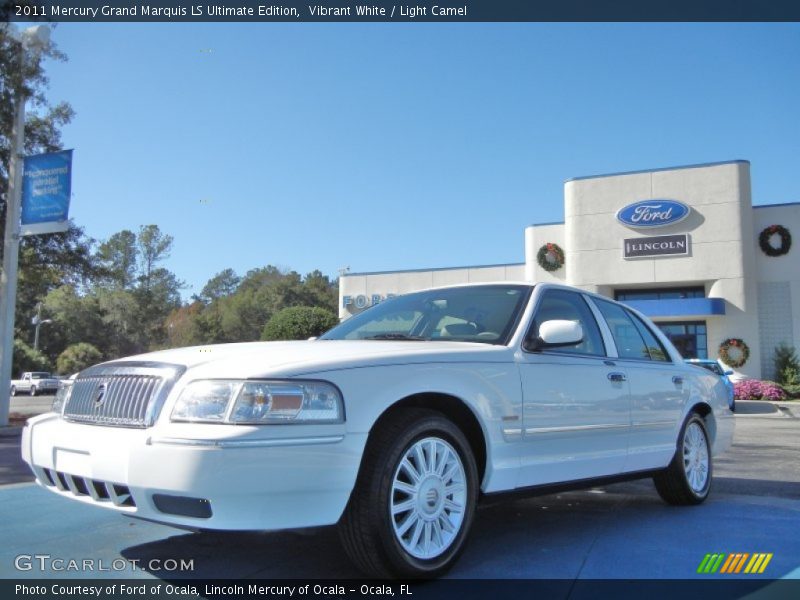 Vibrant White / Light Camel 2011 Mercury Grand Marquis LS Ultimate Edition