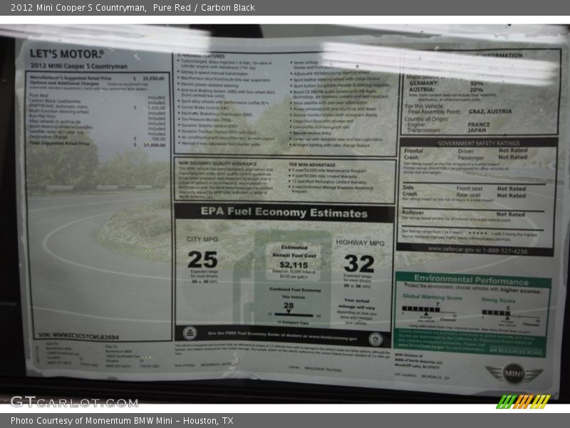 Pure Red / Carbon Black 2012 Mini Cooper S Countryman