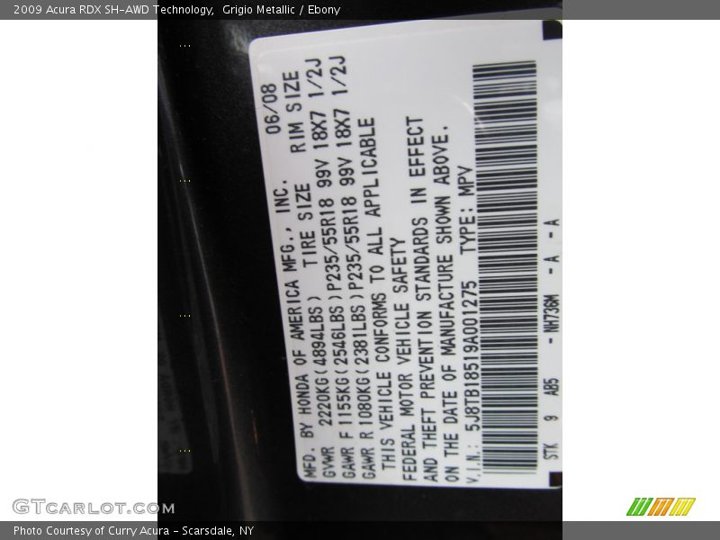 Grigio Metallic / Ebony 2009 Acura RDX SH-AWD Technology