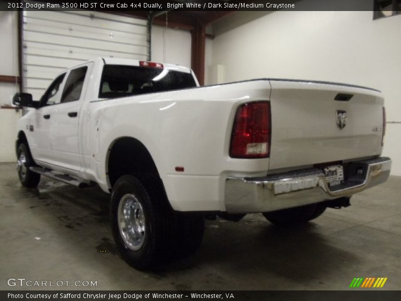 Bright White / Dark Slate/Medium Graystone 2012 Dodge Ram 3500 HD ST Crew Cab 4x4 Dually