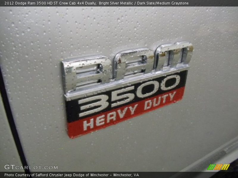 Bright Silver Metallic / Dark Slate/Medium Graystone 2012 Dodge Ram 3500 HD ST Crew Cab 4x4 Dually