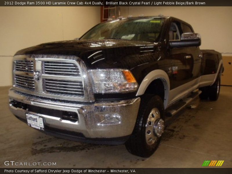 Brilliant Black Crystal Pearl / Light Pebble Beige/Bark Brown 2012 Dodge Ram 3500 HD Laramie Crew Cab 4x4 Dually