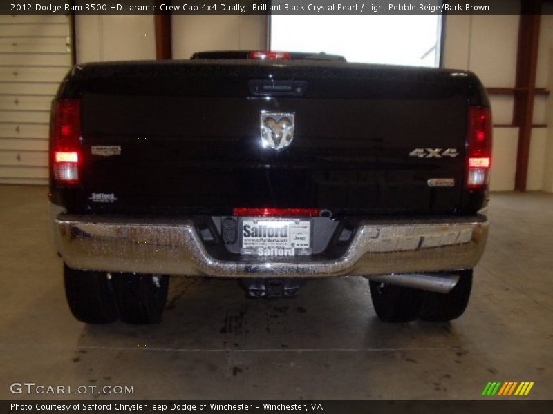 Brilliant Black Crystal Pearl / Light Pebble Beige/Bark Brown 2012 Dodge Ram 3500 HD Laramie Crew Cab 4x4 Dually
