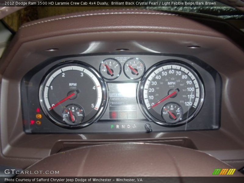 Brilliant Black Crystal Pearl / Light Pebble Beige/Bark Brown 2012 Dodge Ram 3500 HD Laramie Crew Cab 4x4 Dually