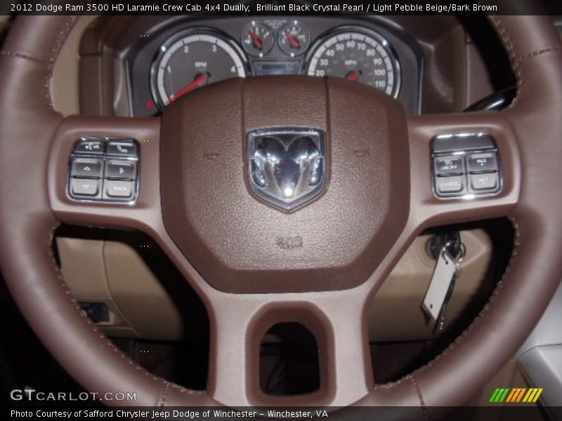 Brilliant Black Crystal Pearl / Light Pebble Beige/Bark Brown 2012 Dodge Ram 3500 HD Laramie Crew Cab 4x4 Dually